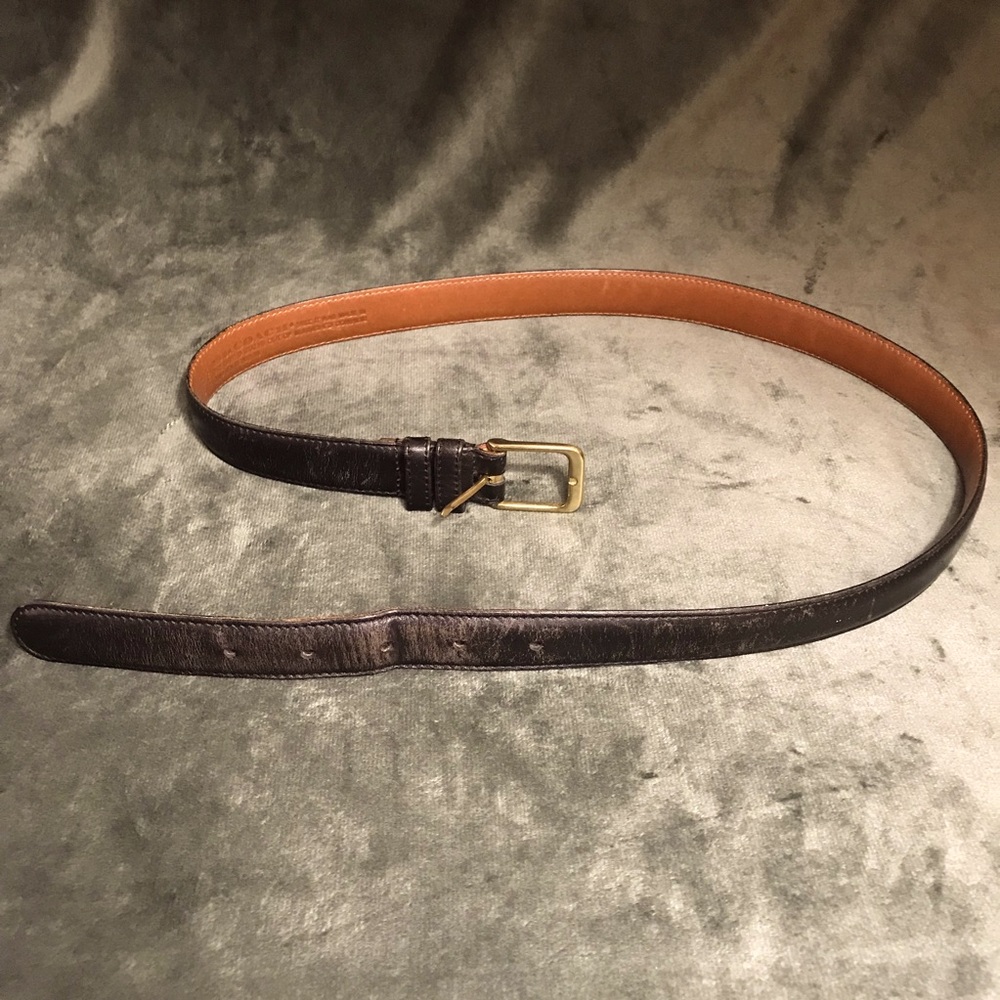COACH Men's 34”/ 85 cm Black Burnished Cowhide Brass Buckle Belt 5700